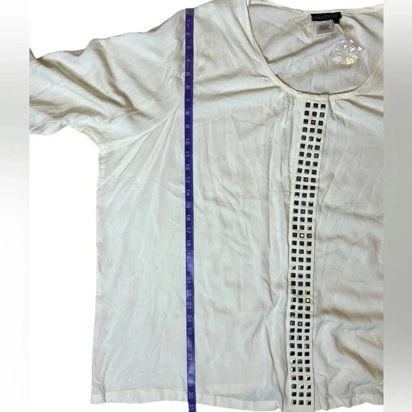 ULLA POPKEN Studded Trim Scoop Neck Blouse - Picture 10 of 11